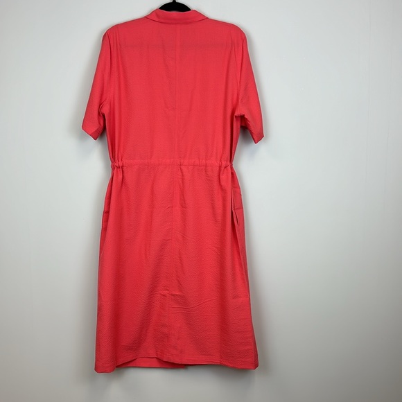 Appleseeds Pink Button Down Dress Cinch Waist Pockets Size 16 NEW - Picture 6 of 6